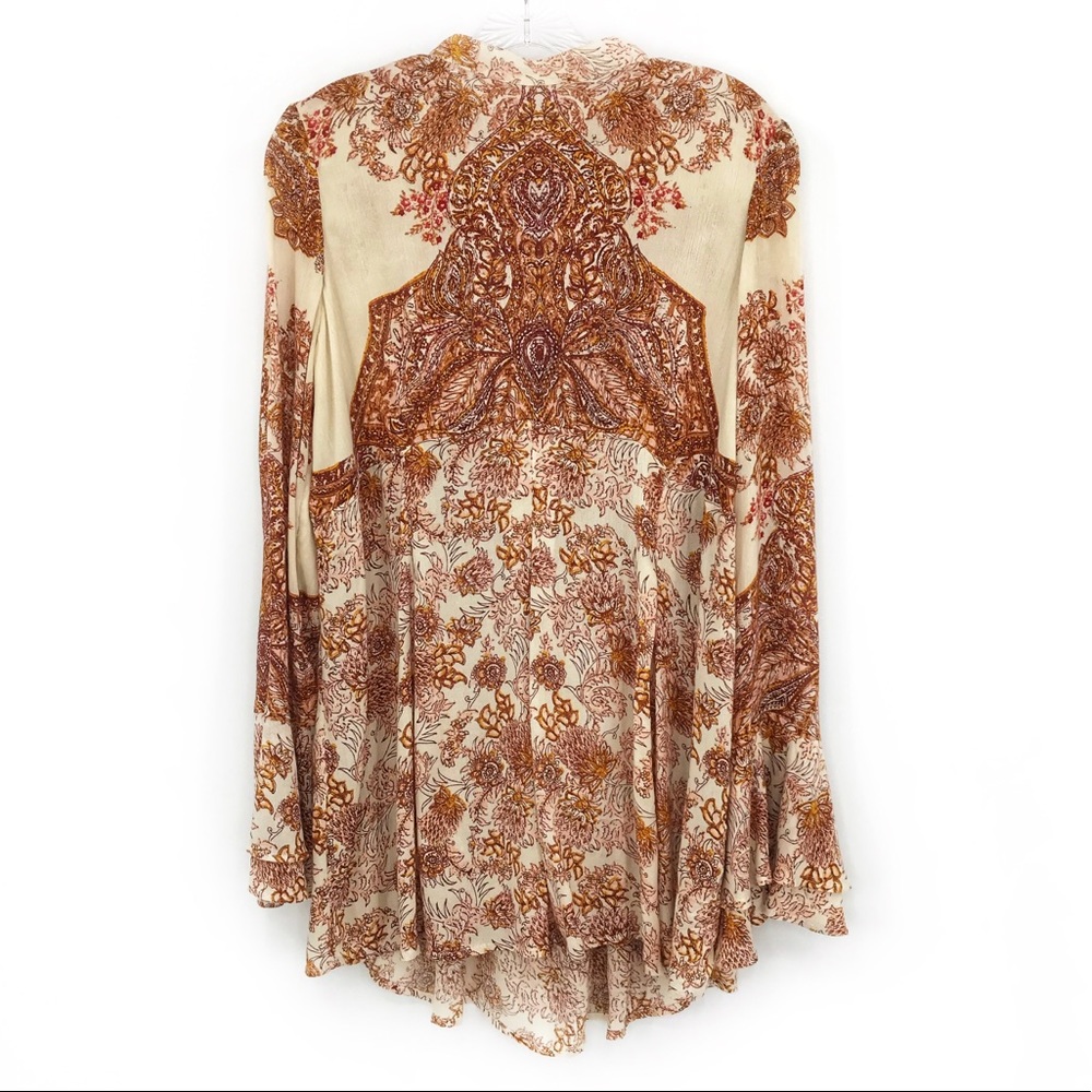 Free People Boho Blouse Dress Ruffle Tunic Floral